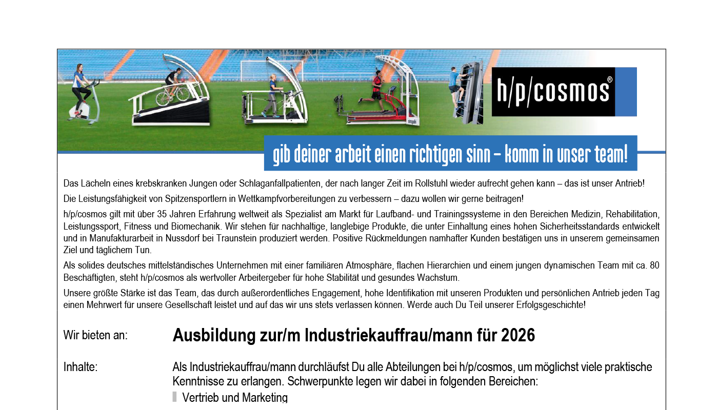 Ausbildung zur/m Industriekauffrau/mann für 2026