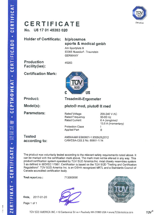 NRTL Zertifikat - Geraetefamilie 150/50 LC (pluto med, pluto lt med)